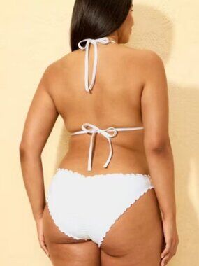 Shade & Shore -Women's Ruffle Edge Cheeky Coverage Bikini Bottom White/Large